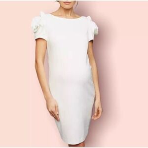 NWT Pietro‎ Brunelli Salisburgo Rose Sleeve Maternity Dress, Creamy White, Sz S